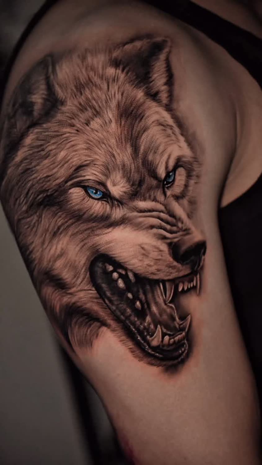 Wolf realism tattoo