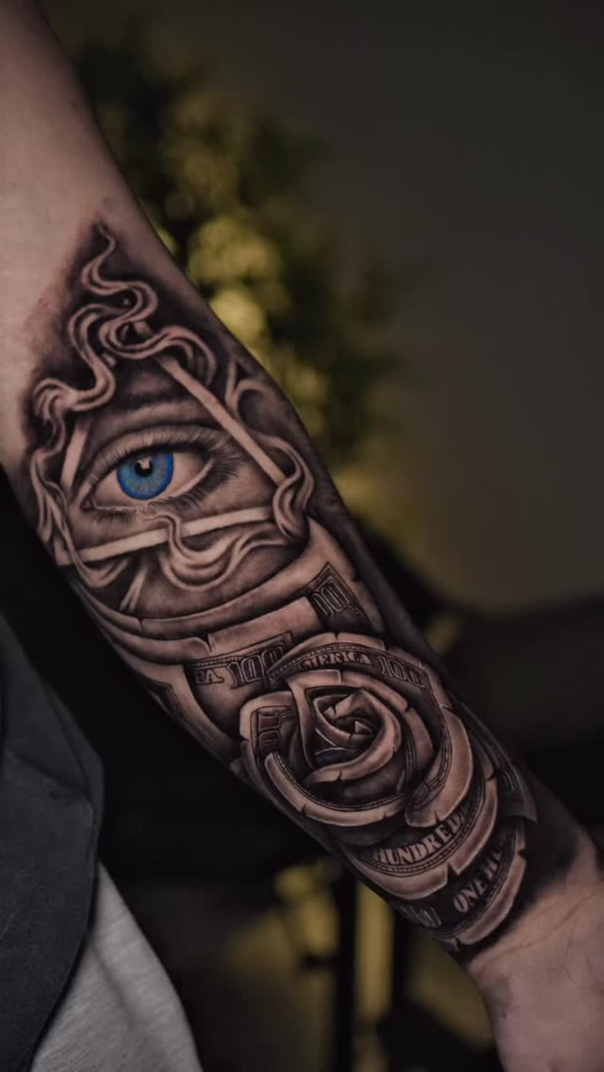 All-seeing eye, money and rose realism